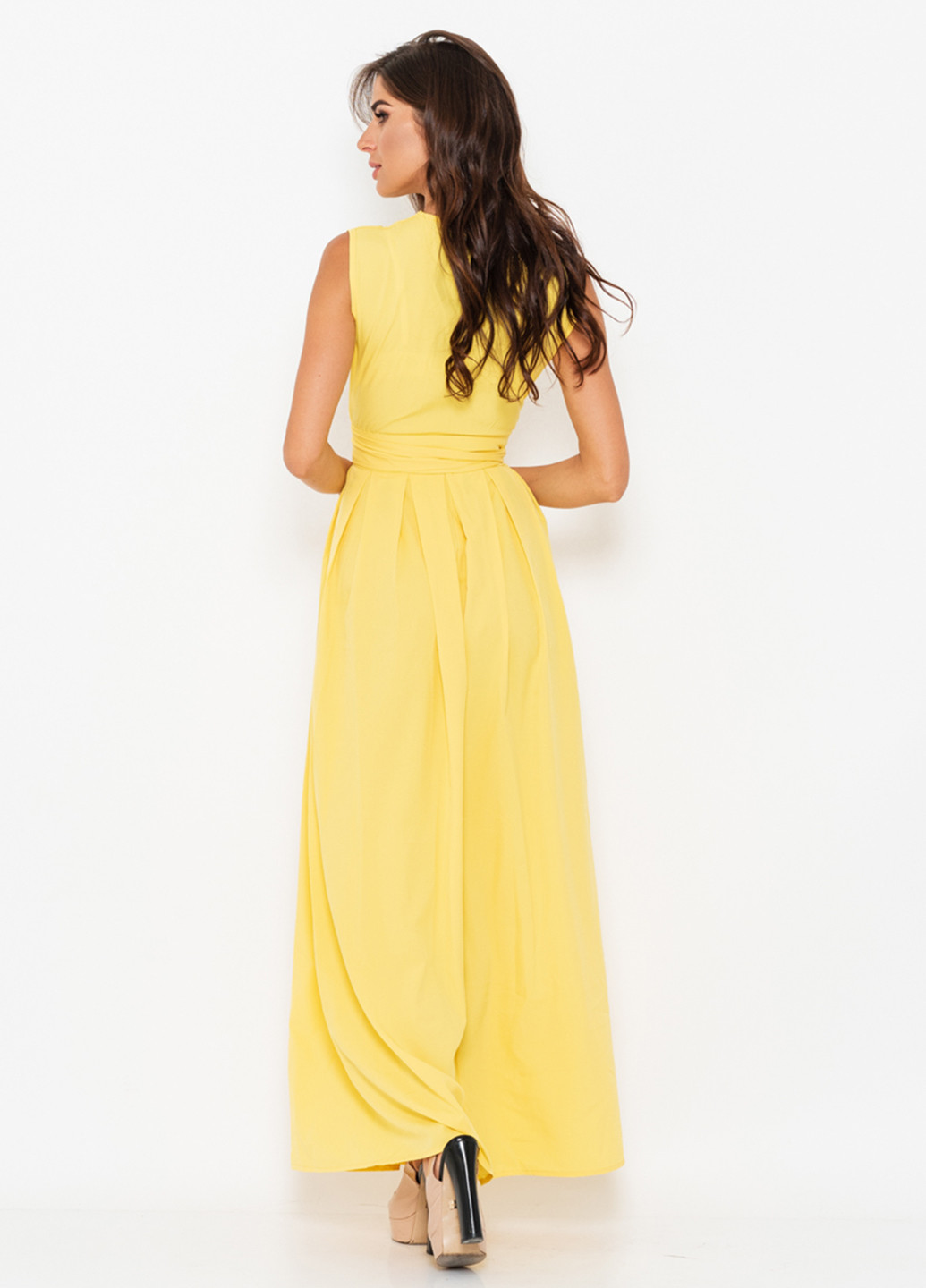 Желтое кэжуал платье на запах Issa однотонное