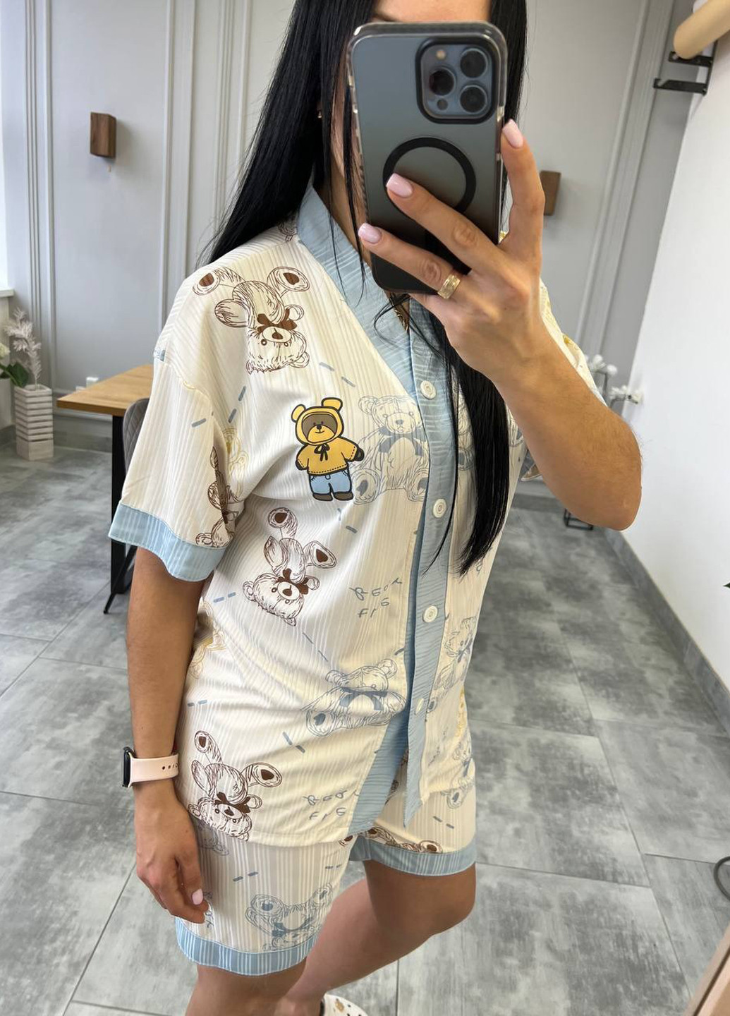 Молочная всесезон пижама (рубашка, шорты) рубашка + шорты Fashion