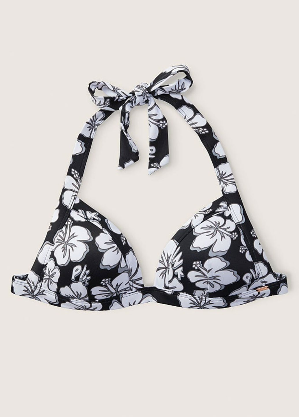 Черно-белый демисезонный купальник (лиф, трусики) раздельный, халтер Victoria's Secret