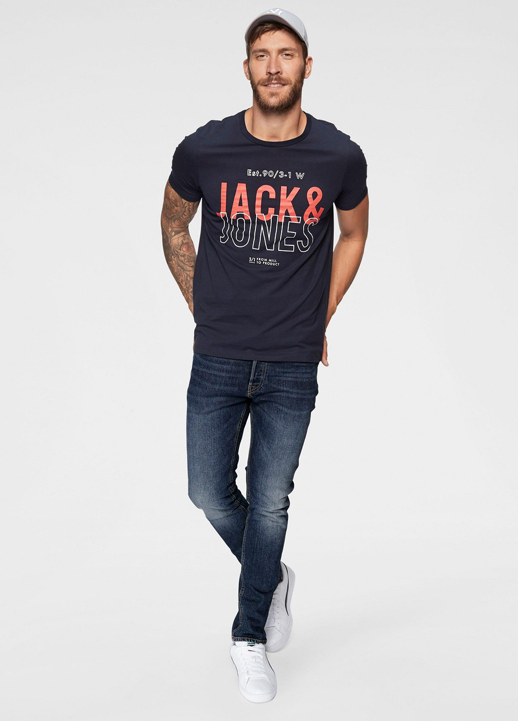 Темно-синяя летняя футболка Jack & Jones