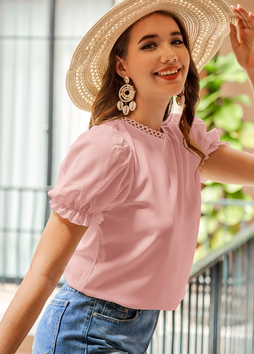 Пудрова блуза SHEIN