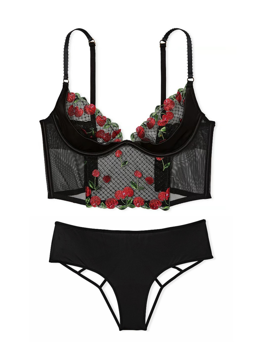 Чорний демісезонний комплект (бюстьє, трусики) Victoria's Secret