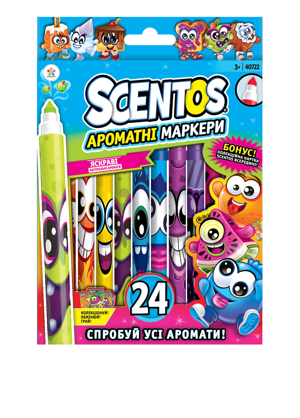 Набір ароматних маркерів для малювання Тонка лінія (24 кольори) Scentos (126584430)