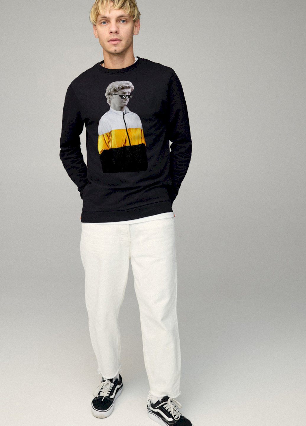 Черный свитшот мужской basic /no flis/ YAPPI рисунок (251424305)