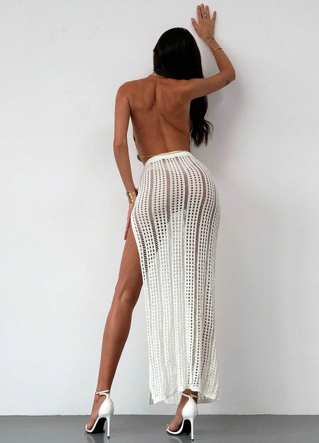Белая вечерний, пляжный, кэжуал однотонная юбка SHEIN