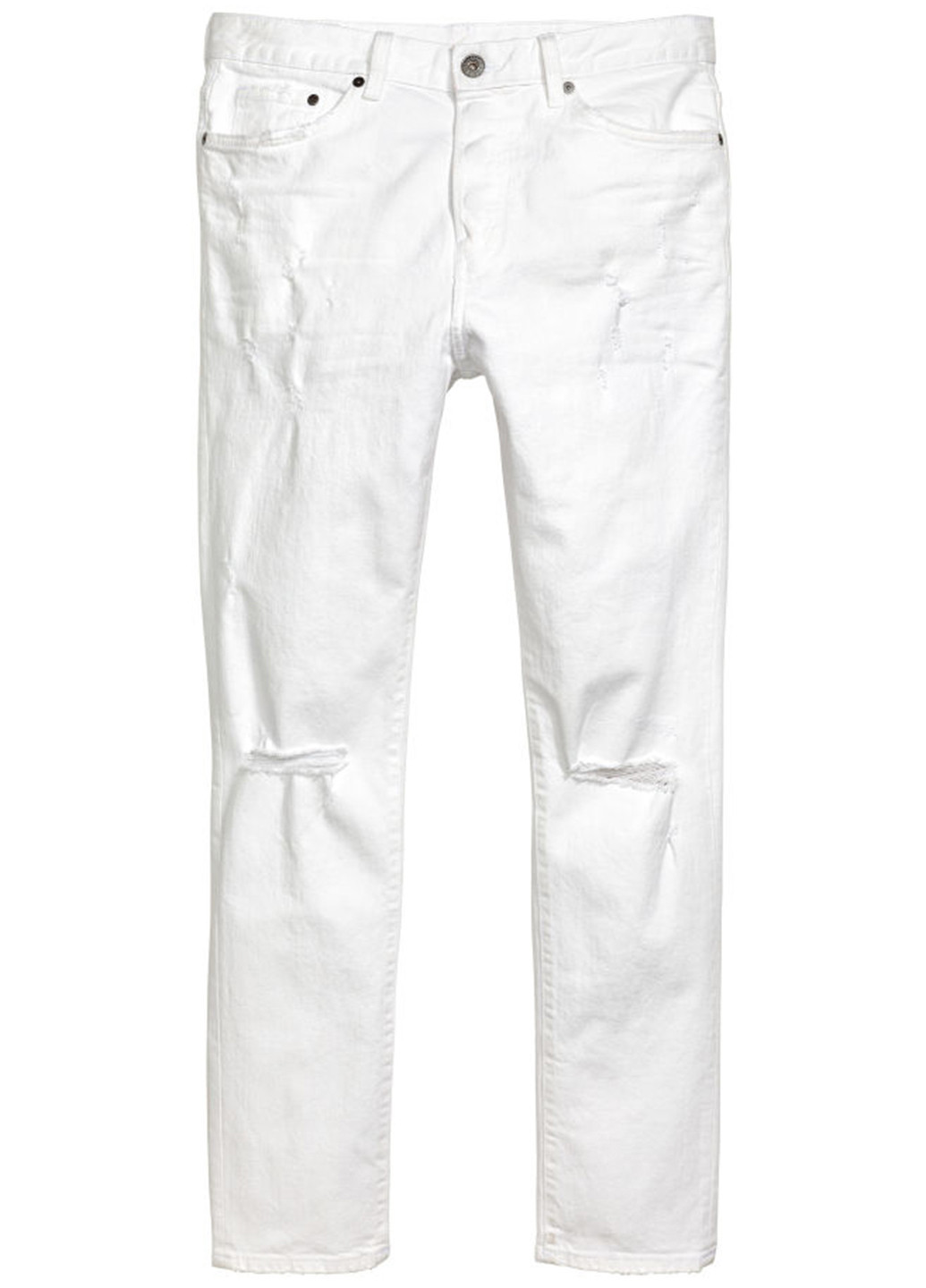 Белые демисезонные скинни фит джинсы H&M