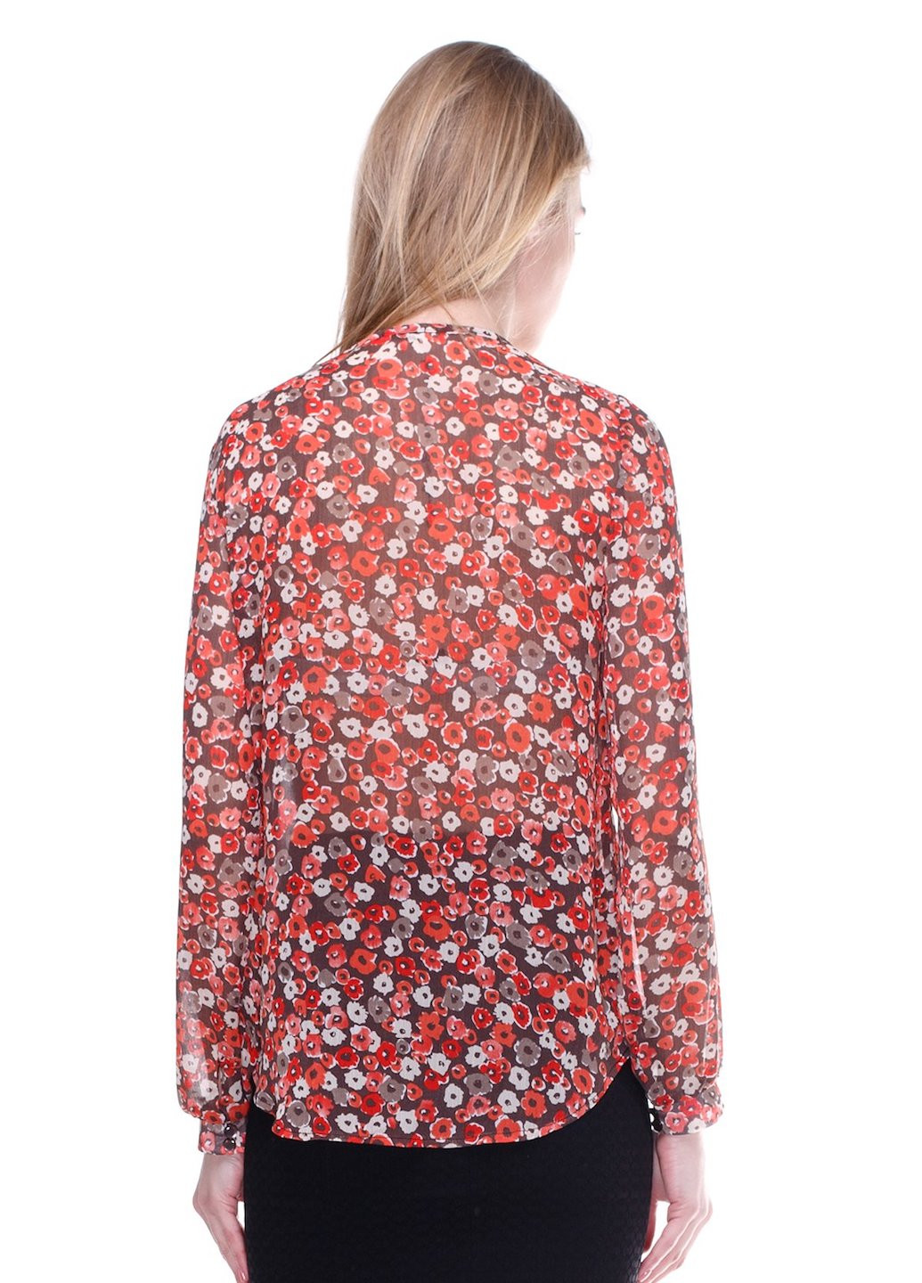 Комбинированная демисезонная блуза роуз шифон оранж цветочек Jet