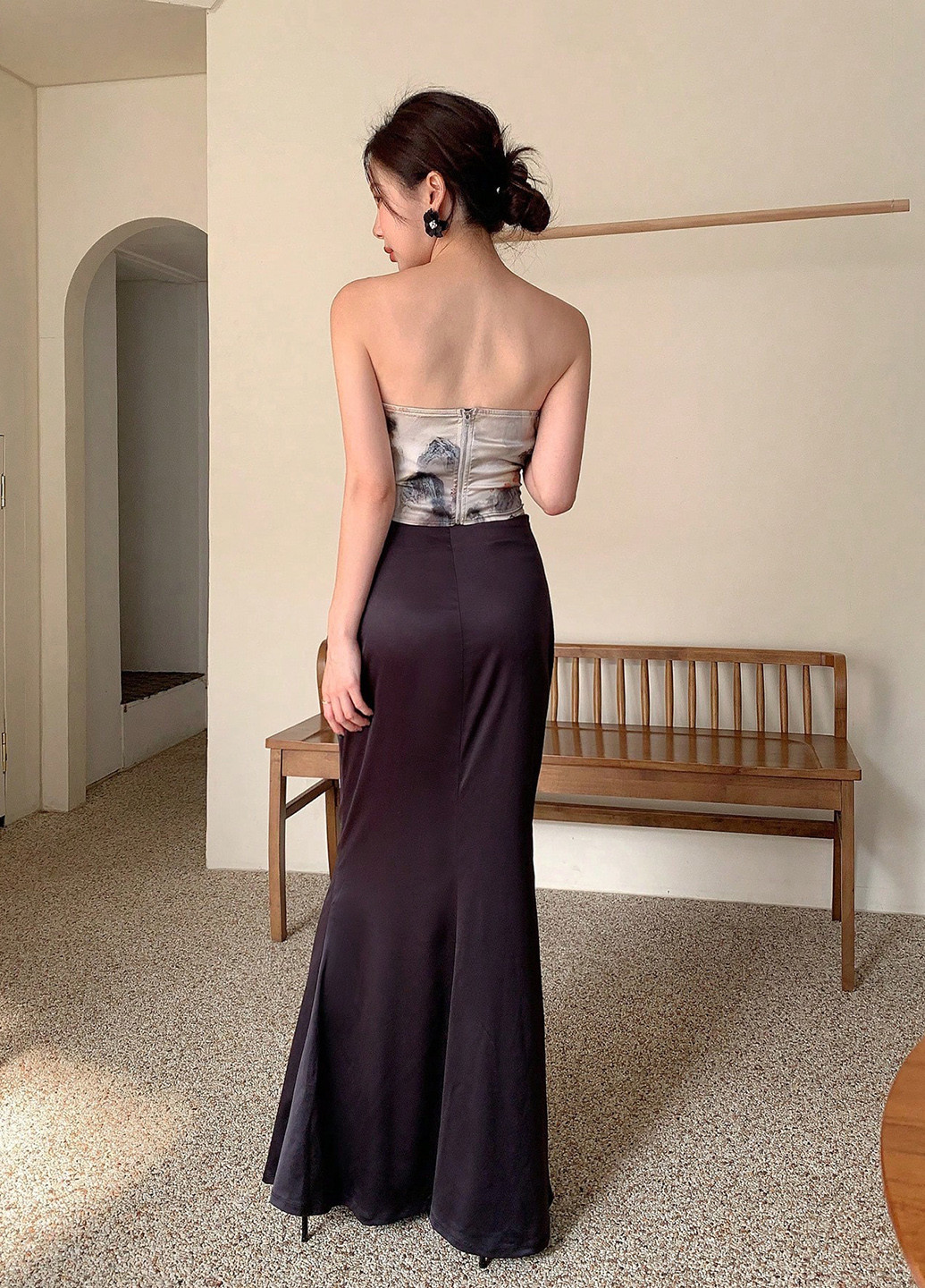 Кавовий літній комплект (топ, спідниця) SHEIN