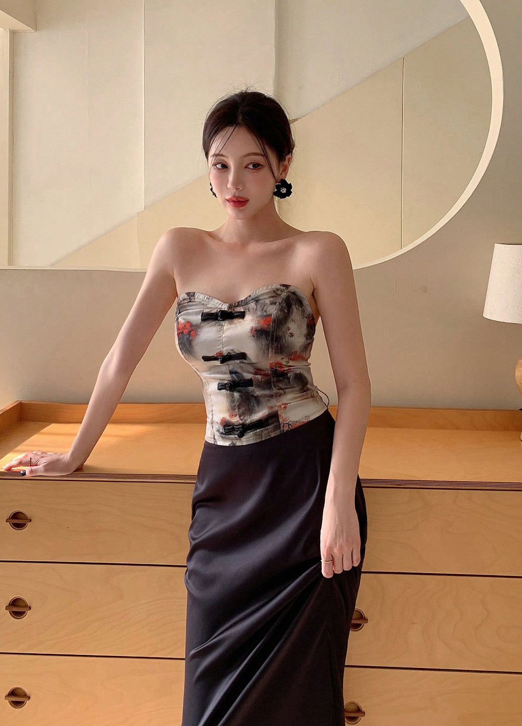 Кавовий літній комплект (топ, спідниця) SHEIN