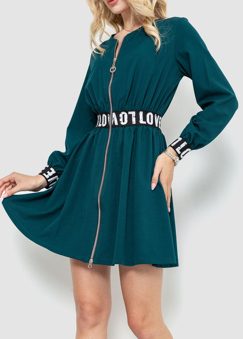 Зелена кежуал сукня кльош Ager з написами