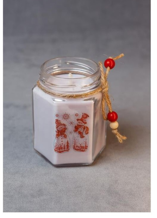 Новогодняя подарочная handmade свеча "Снеговик лиловый" 38-40 часов горения BeautlyMaysternya (255288273)