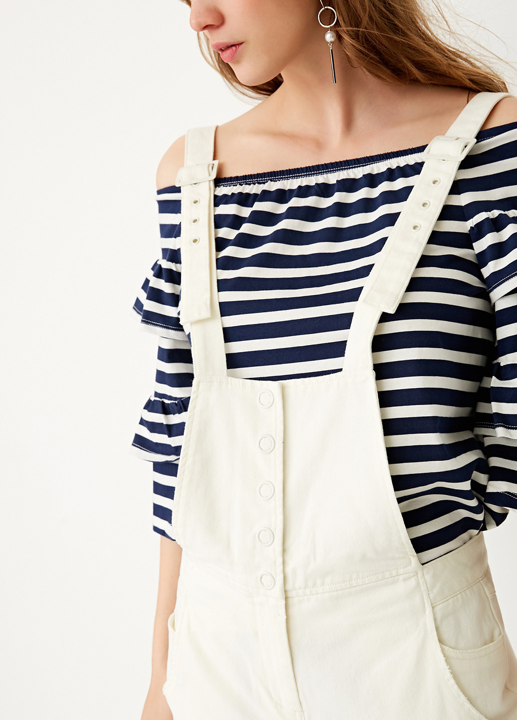 Комбинезон Only комбинезон-брюки однотонный белый кэжуал хлопок