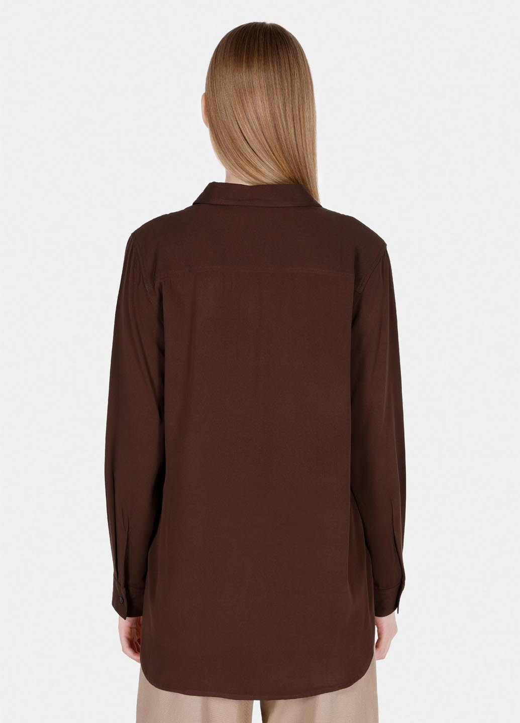 Темно-коричневая кэжуал рубашка однотонная Colin's