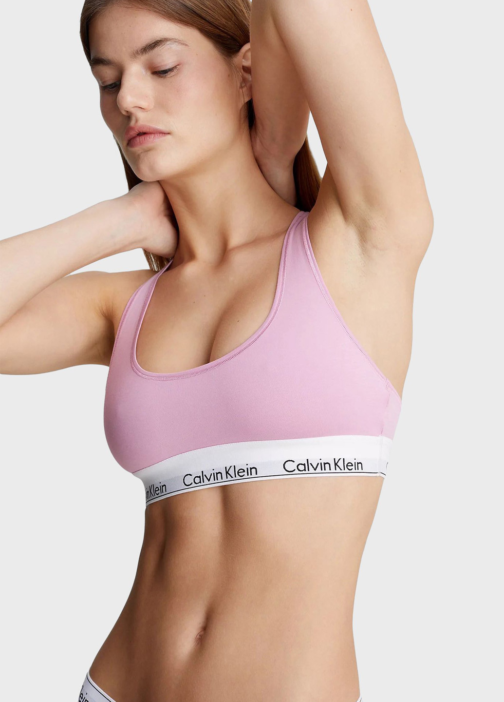 Светло-розовый топ бюстгальтер Calvin Klein без косточек хлопок