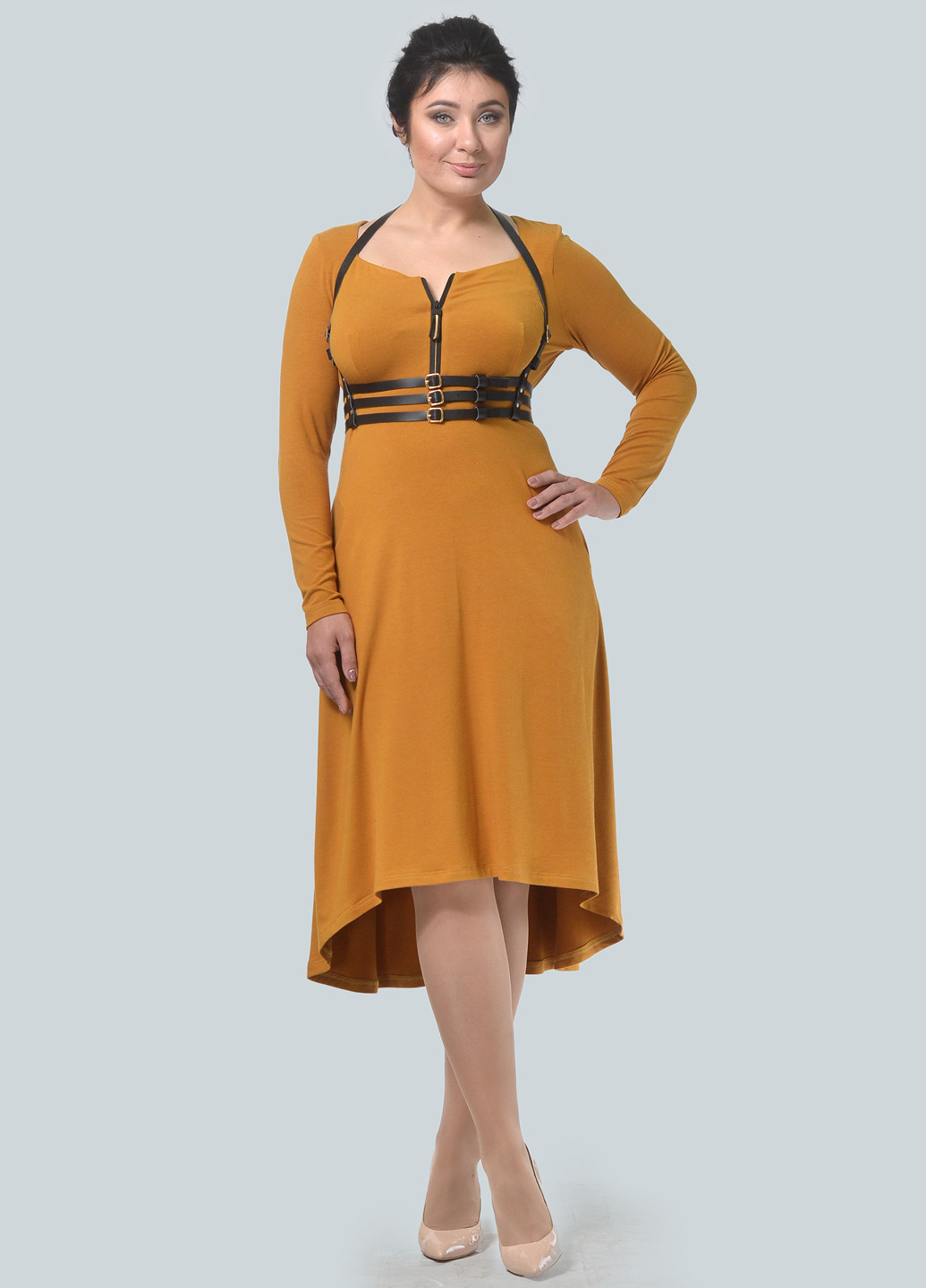 Гірчична кежуал сукня, сукня в стилі армпір Alika Kruss однотонна