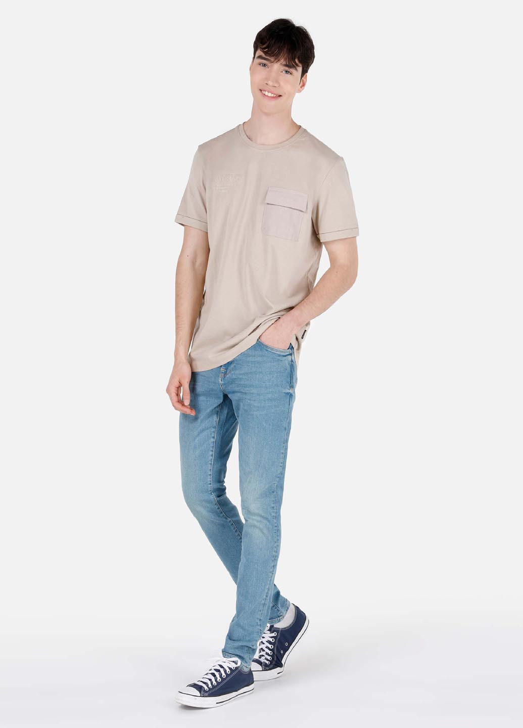 Футболка Colin's однотонний бежевий кежуали трикотаж, бавовна