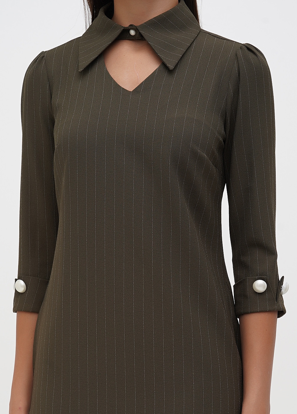 Зеленое кэжуал платье Sassofono в полоску