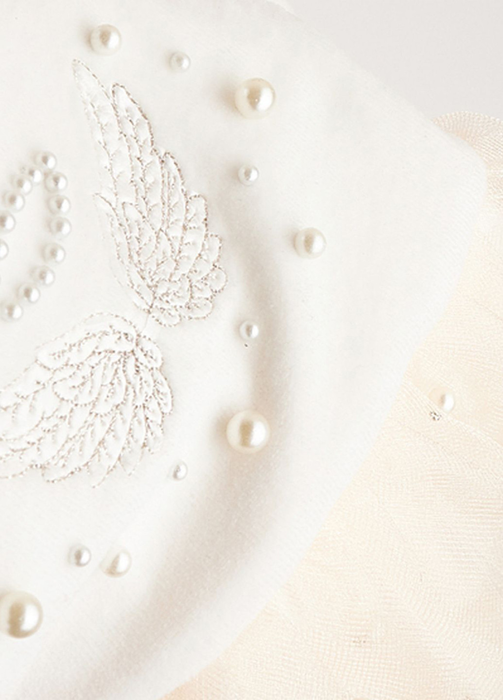 Молочний демісезонний комплект для хрещення (сукня,штани, шапка,пінетки) Ляля