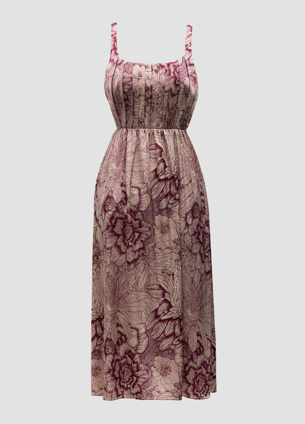 Бежевое кэжуал, коктейльное платье клеш Gepur с цветочным принтом