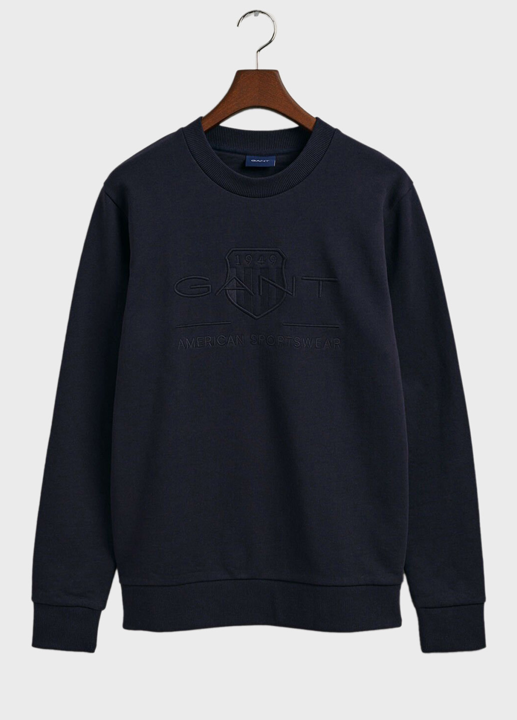 Синий свитшот Gant однотонный вышивка (344509184)