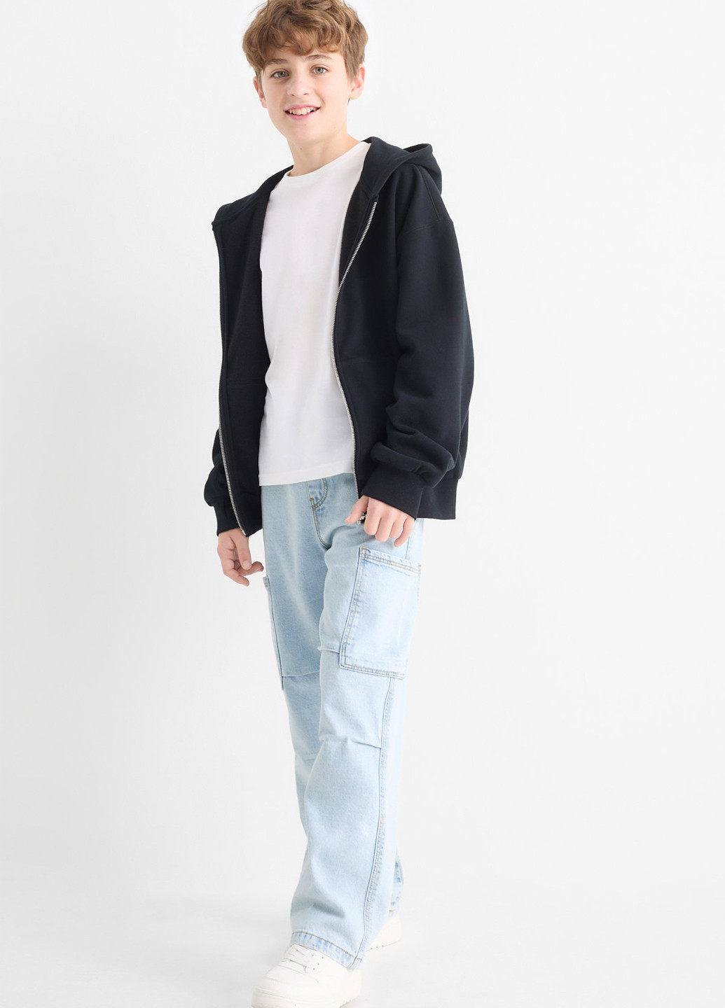 Голубые демисезонные карго джинсы C&A