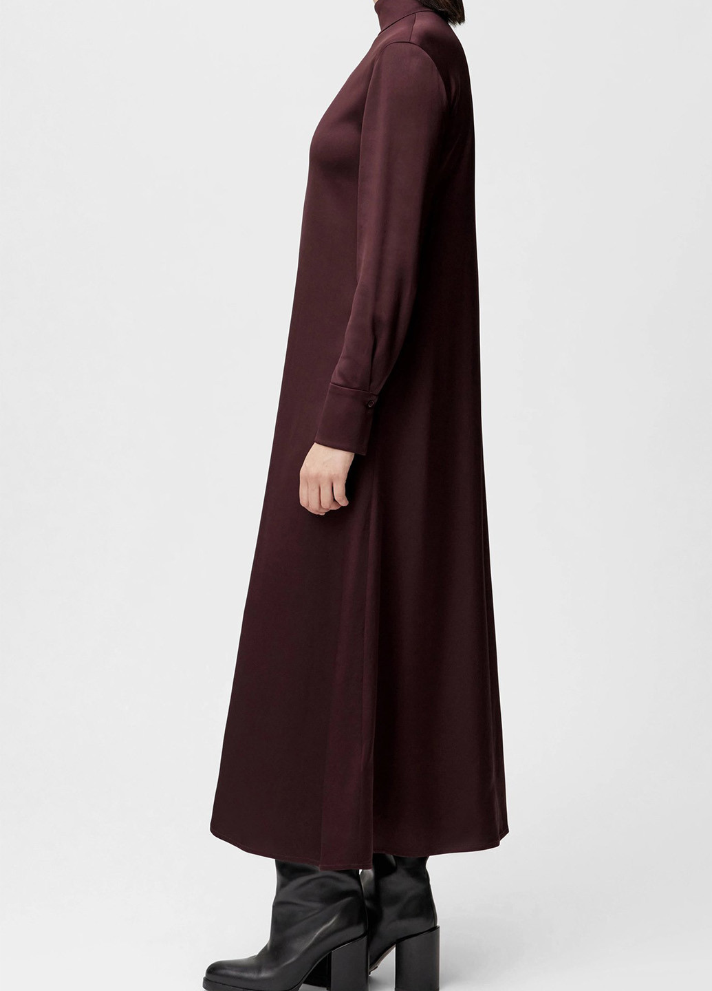 Бордовое кэжуал платье а-силуэт, платье-водолазка Drykorn однотонное