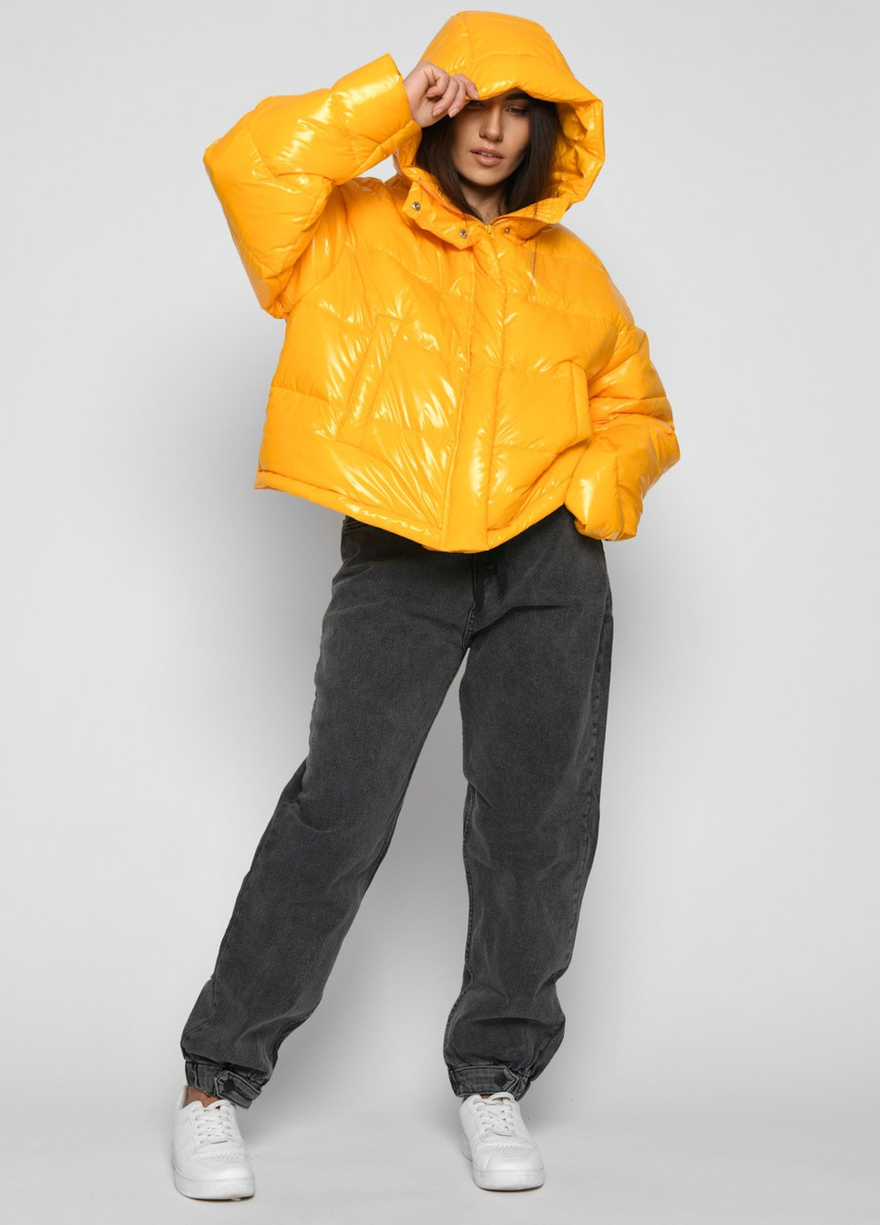 Кислотно-жёлтая демисезонная демисезонная куртка свободного фасона X-Woyz