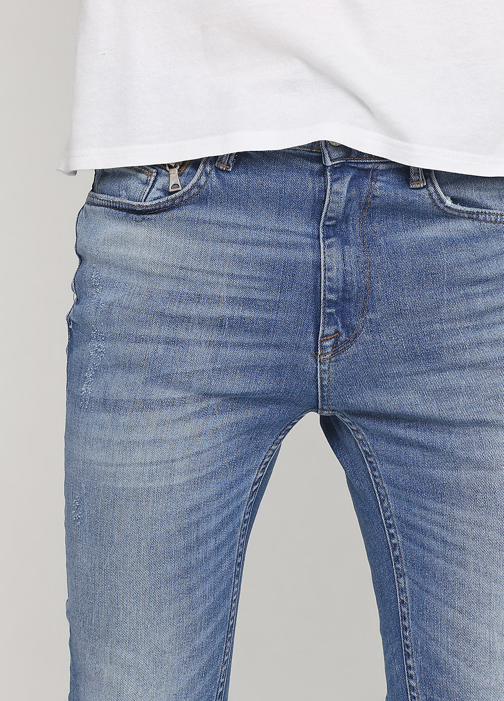 Голубые демисезонные скинни джинсы Zara