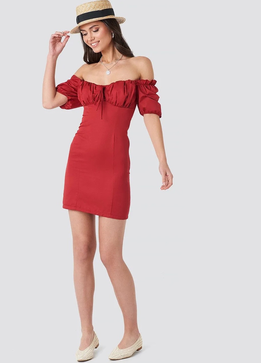 Червона кежуал сукня футляр NA-KD однотонна
