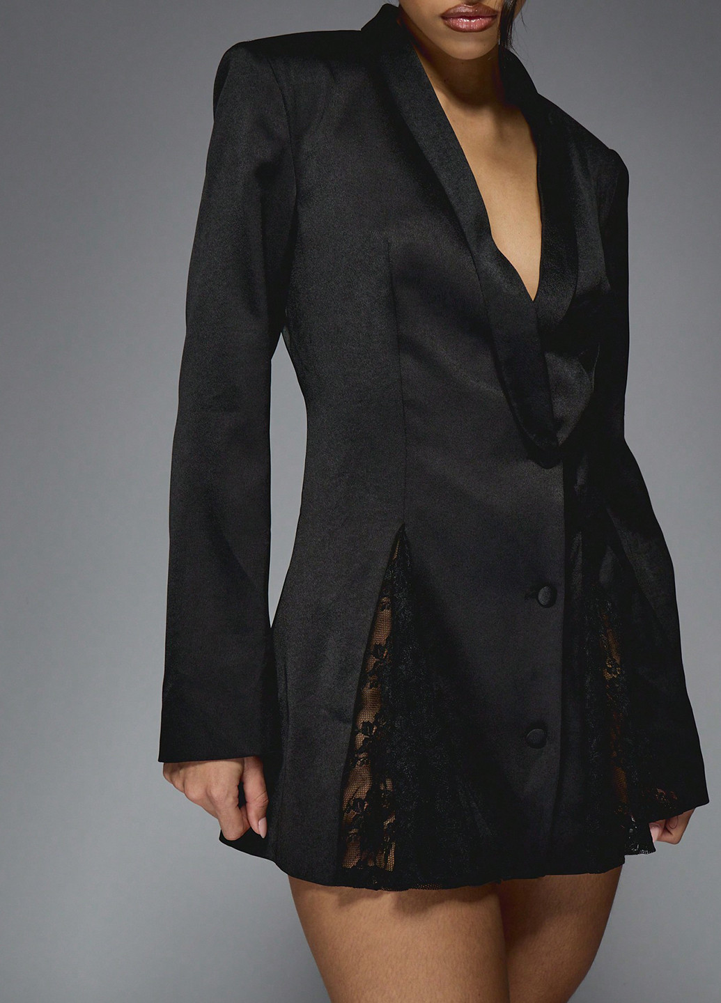 Чорна кежуал сукня сукня-жакет SHEIN однотонна