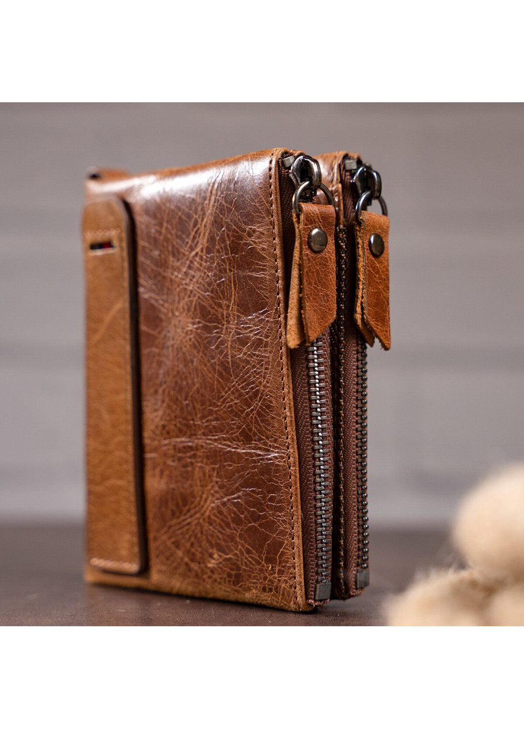 Мужской кожаный кошелек 9х11х2,5 см Vintage (229460524)
