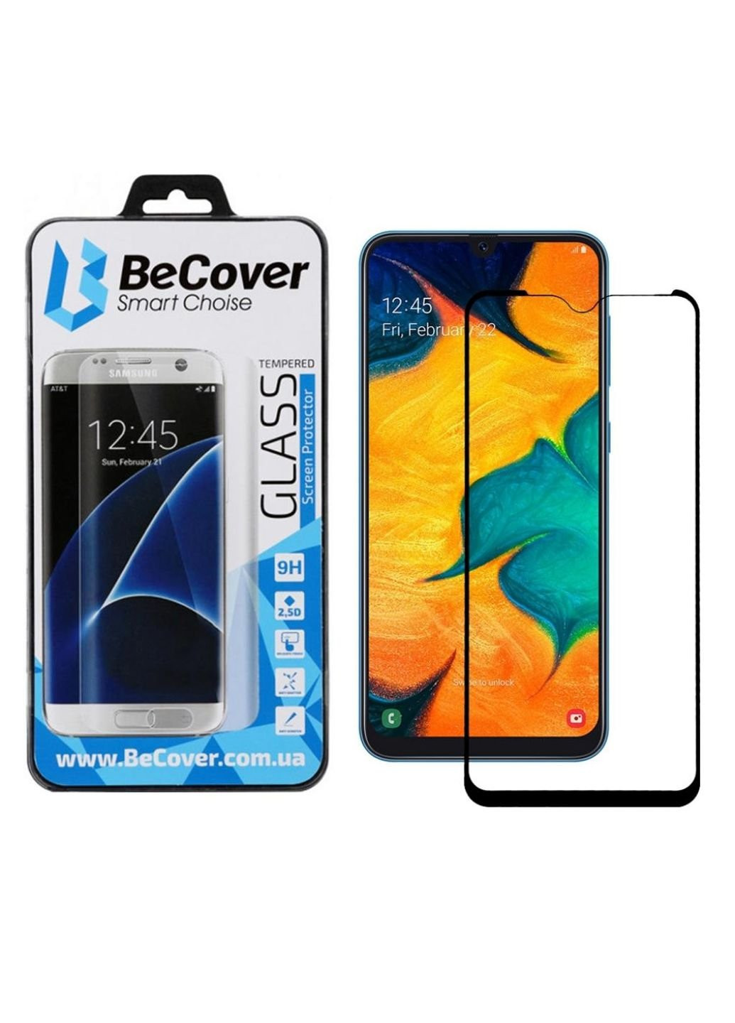 Стекло защитное Samsung Galaxy A30/A30s 2019 SM-A305/SM-A307 Black (703442) BeCover (252368776)