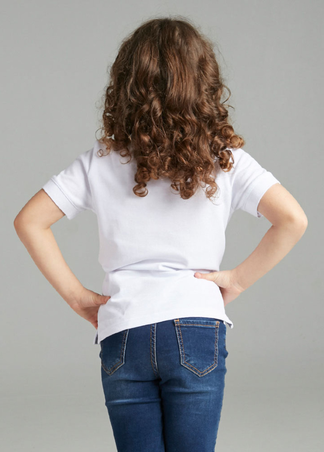 Белая детская футболка-поло для девочки Promin однотонная