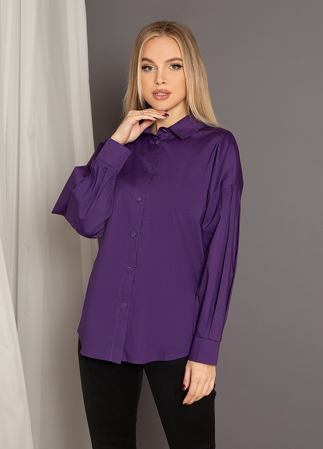 Фиолетовая кэжуал рубашка однотонная ISSA PLUS