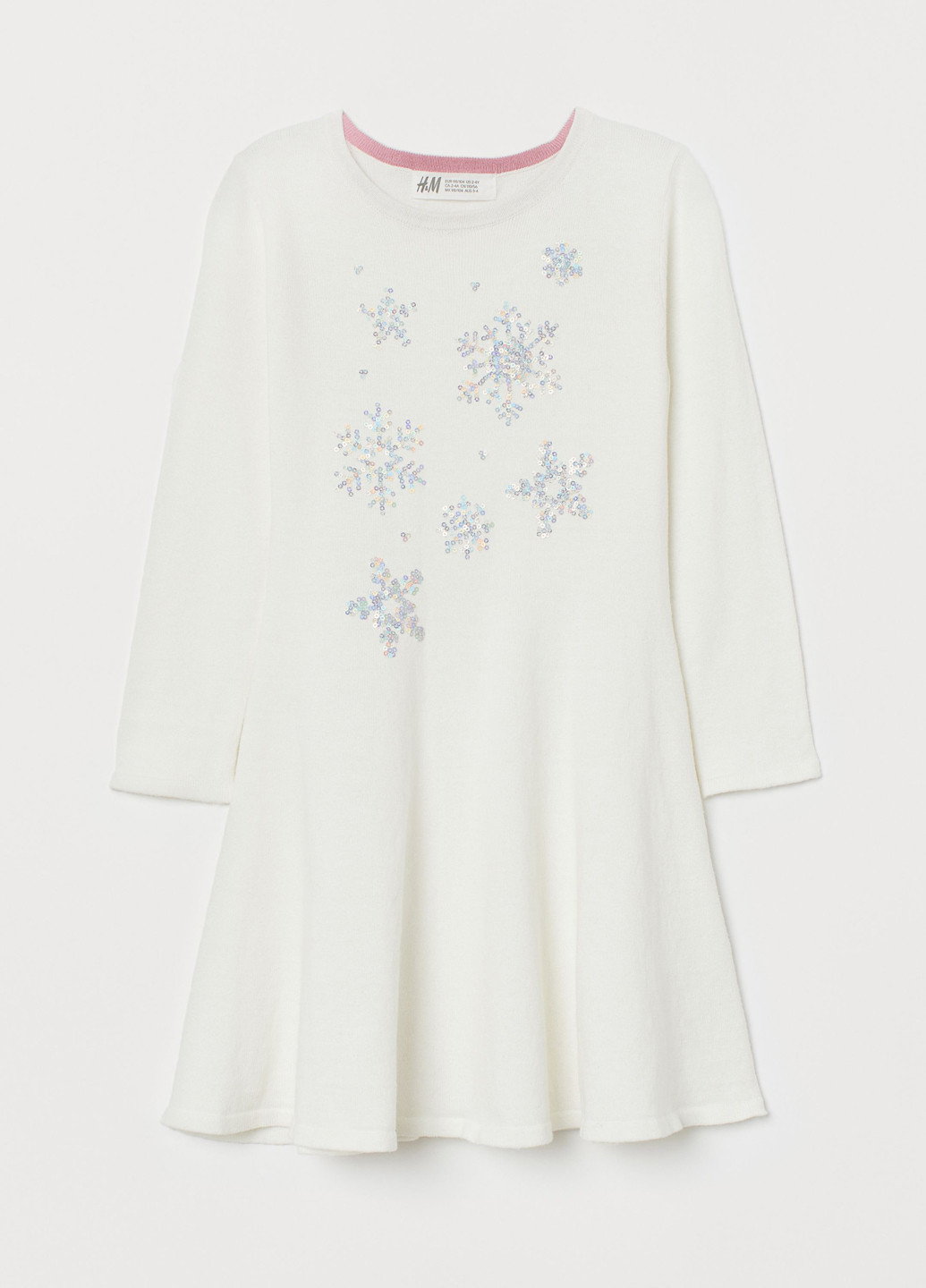 Молочное кэжуал платье а-силуэт H&M с рисунком