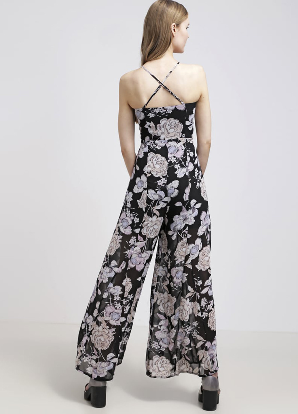 Комбинезон Glamorous комбинезон-брюки цветочный чёрный кэжуал полиэстер