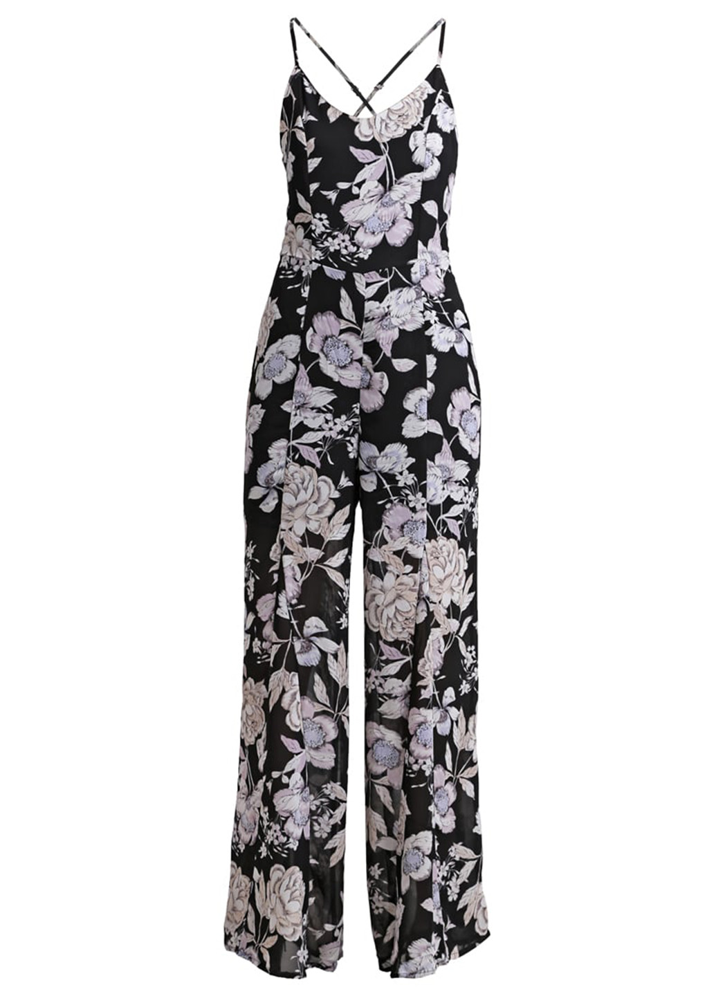 Комбинезон Glamorous комбинезон-брюки цветочный чёрный кэжуал полиэстер