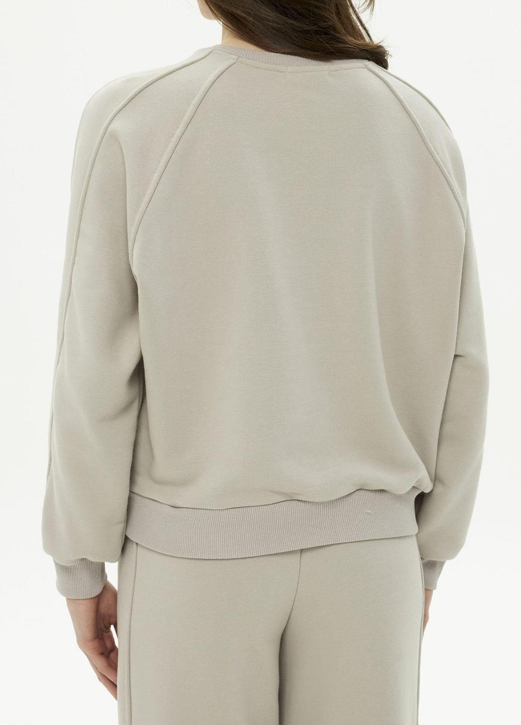 Серо-бежевый свитшот Fashion однотонный без декора (367049598)