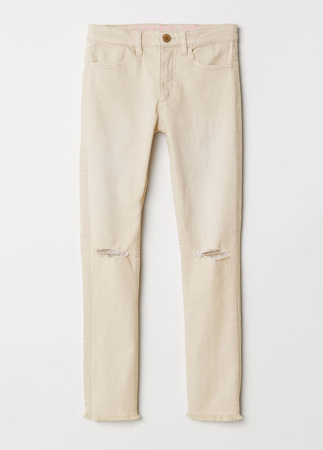 Светло-бежевые демисезонные зауженные джинсы H&M