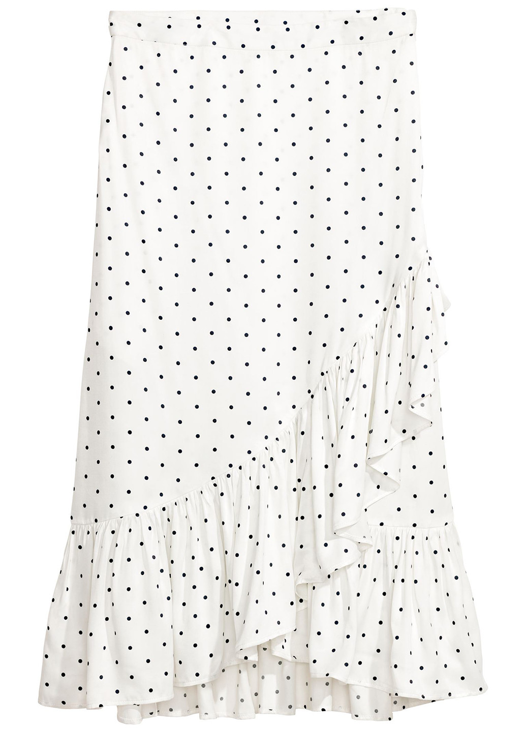 Белая кэжуал в горошек юбка H&M а-силуэта (трапеция)