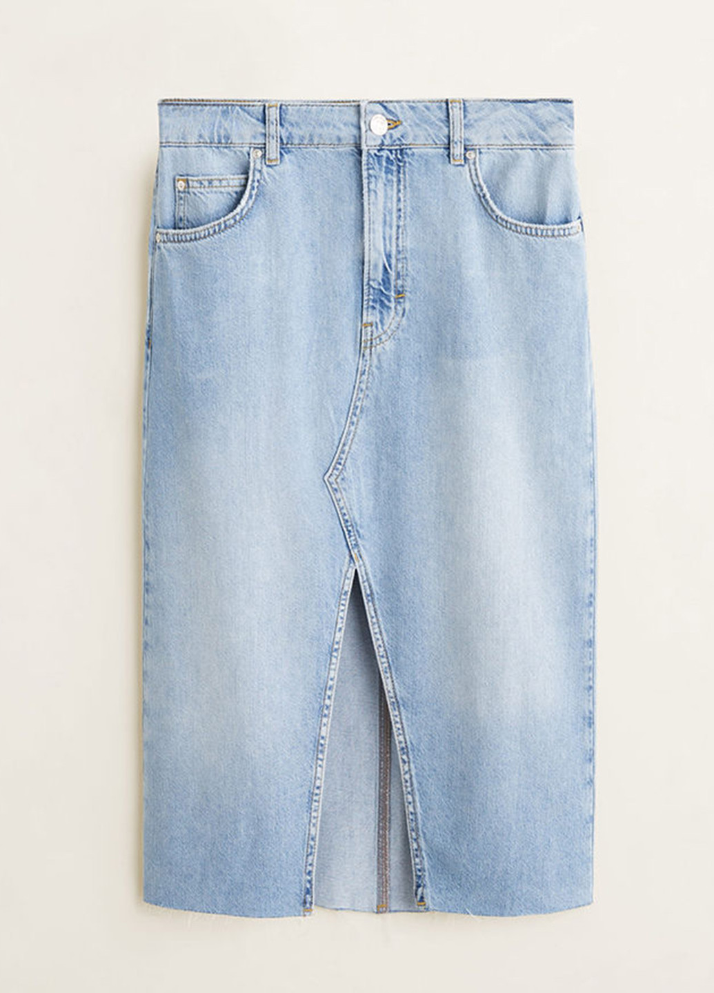 Голубая джинсовая однотонная юбка Mango
