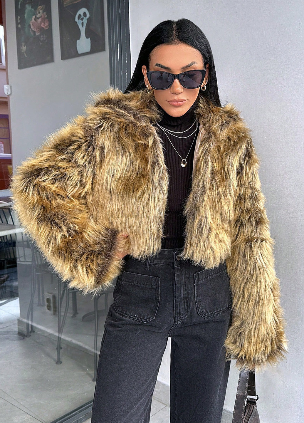 Коричнева зимня куртка куртка-піджак SHEIN