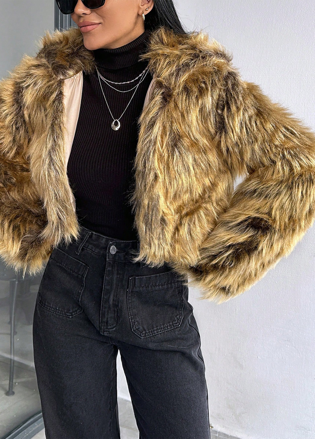 Коричнева зимня куртка куртка-піджак SHEIN