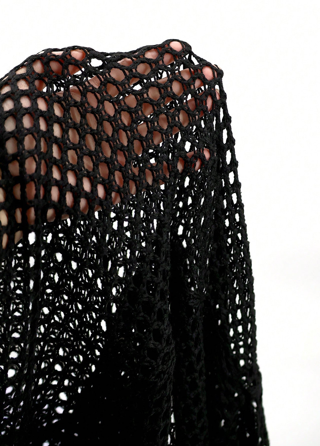 Черное пляжное платье а-силуэт SHEIN однотонное