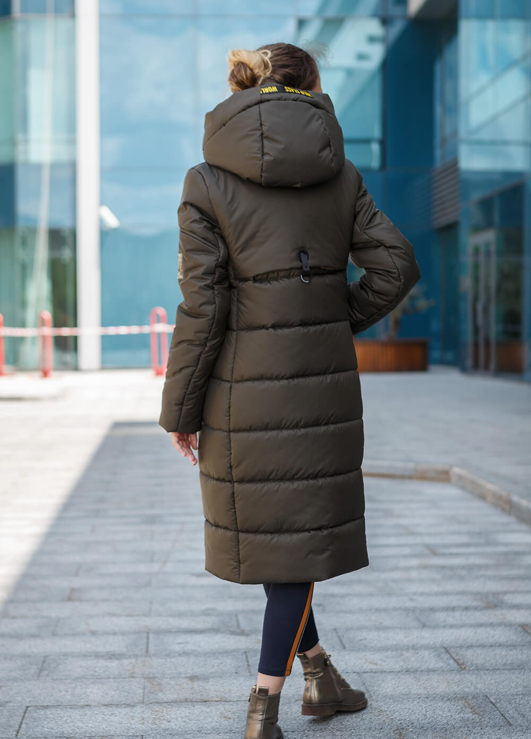 Оливковая (хаки) зимняя куртка-пальто одри MioRichi