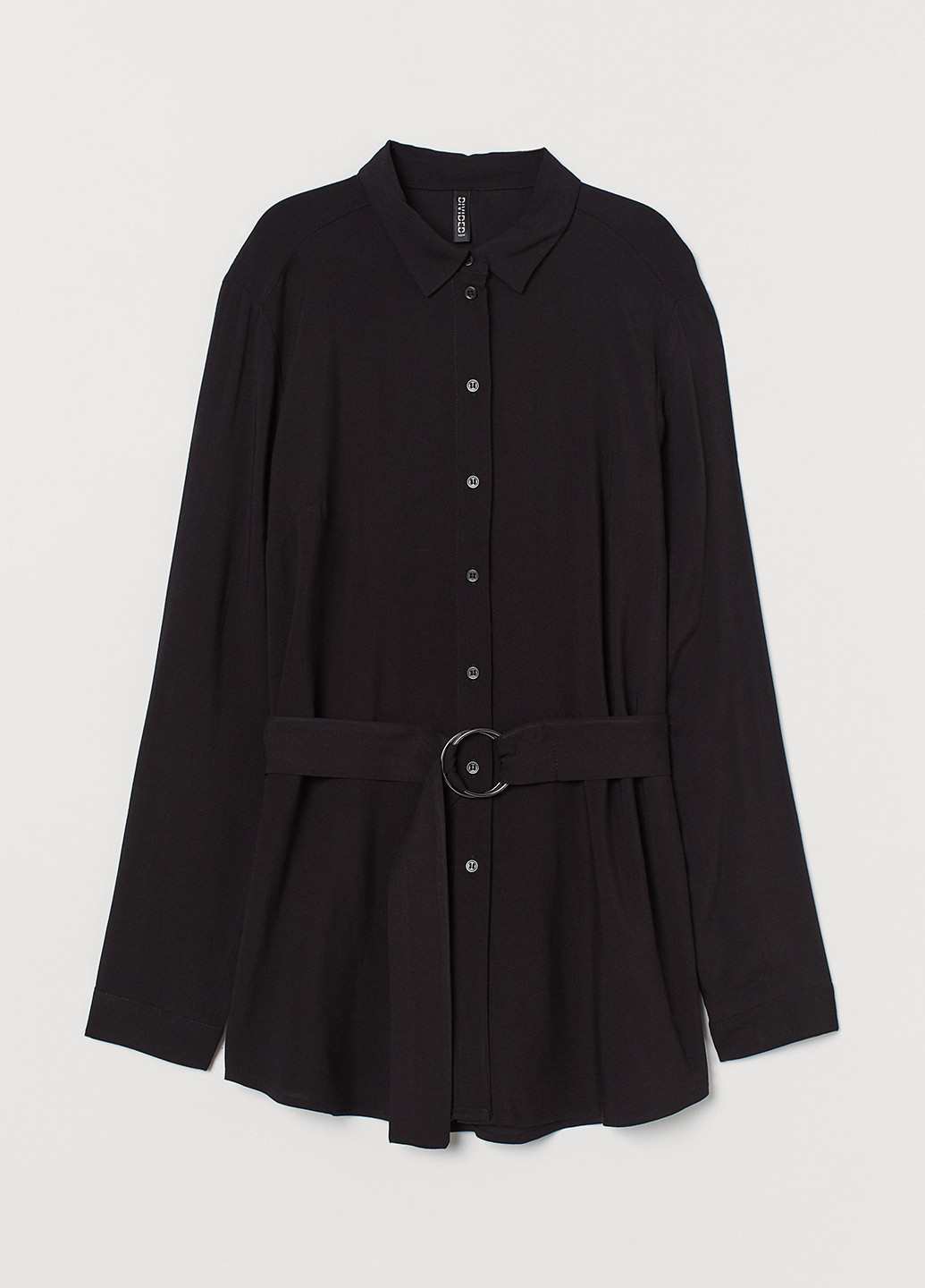 Черная кэжуал рубашка однотонная H&M