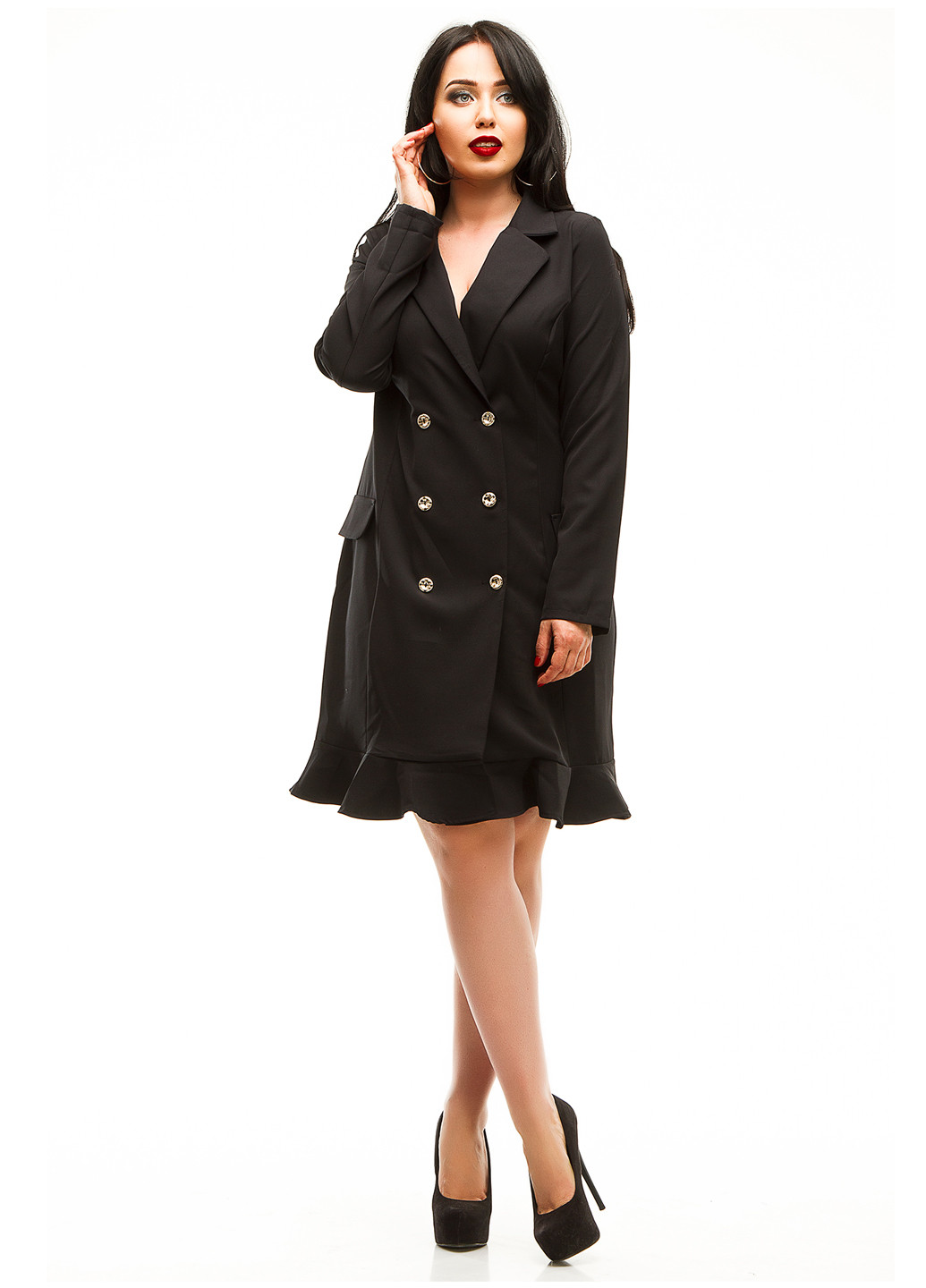Черное кэжуал платье Lady Style однотонное