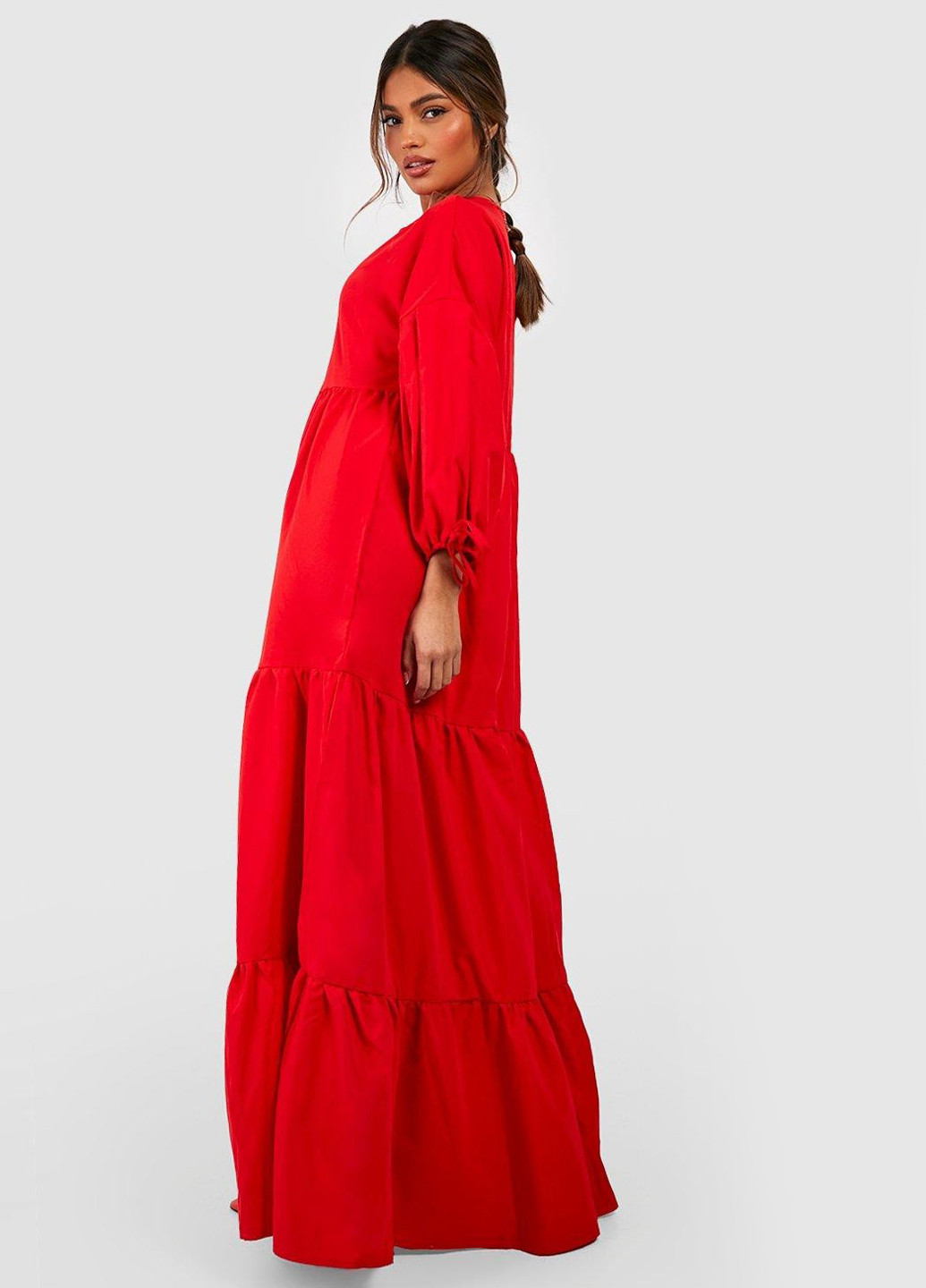Красное кэжуал платье оверсайз Boohoo однотонное