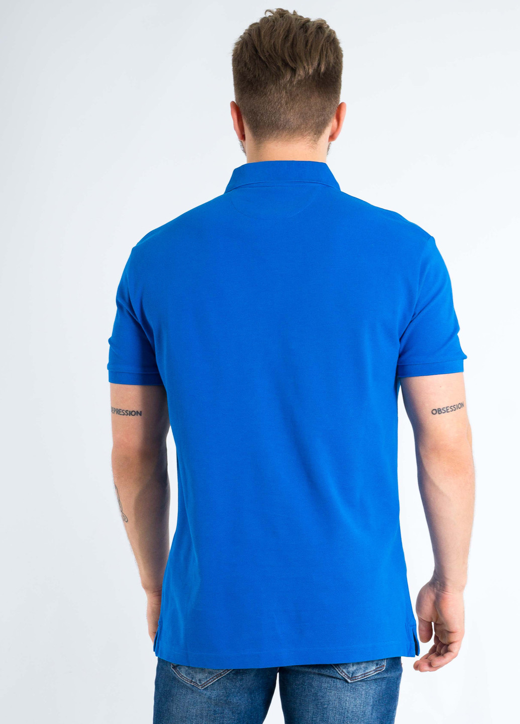 Синяя футболка-поло для мужчин Hackett однотонная