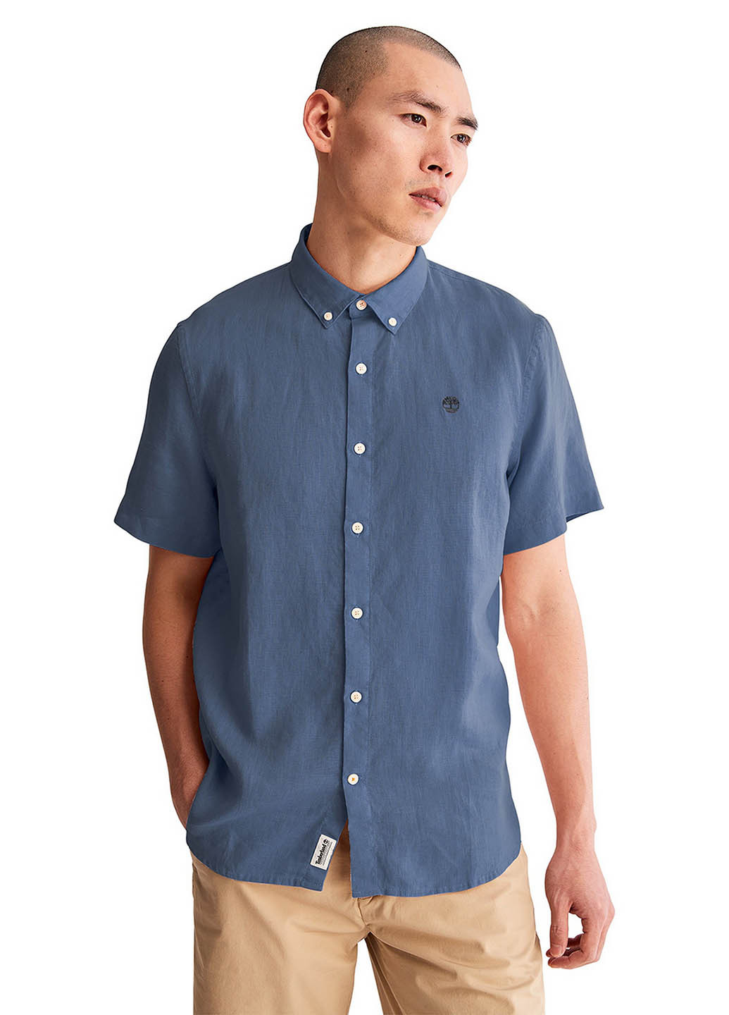 Синяя кэжуал рубашка с логотипом Timberland